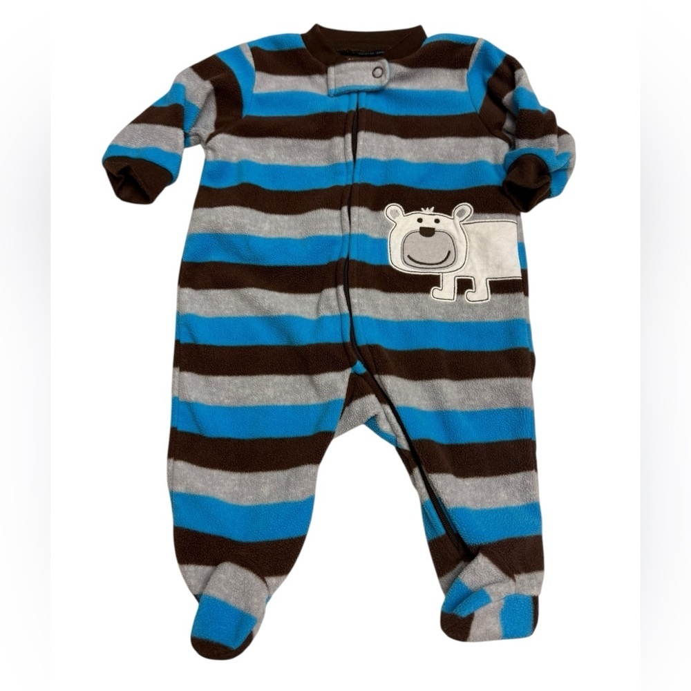 Carter's Blue and Brown Striped Footie with Hippo